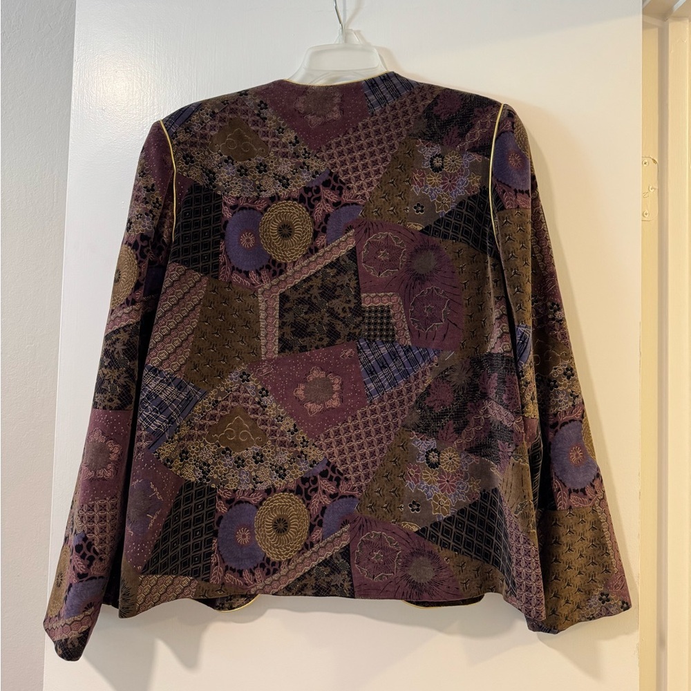 Koret vintage Women's Patchwork micro velvet Jacket blazer- Purple and Brown - Picture 10 of 13